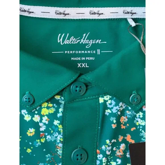 Walter Hagen Men’s P 11 Green Garden Party Print Short Sleeve Golf Polo Size 2XL - Picture 4 of 7